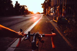 cycling at dusk