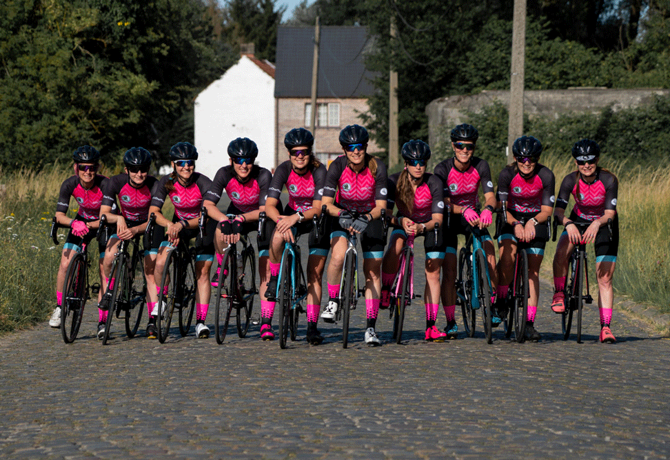 InternationElles unofficial female Tour de France cycle team on bikes - credit Attacus Cycling Press Handout