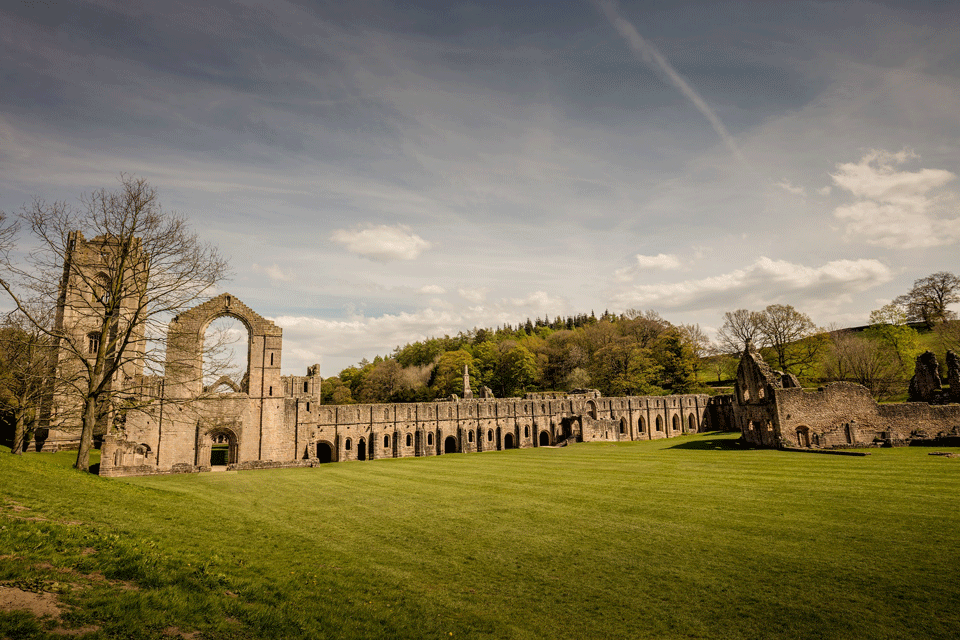Fountains Abbey as a mid-way stop on the Way of the Roses cycle ride