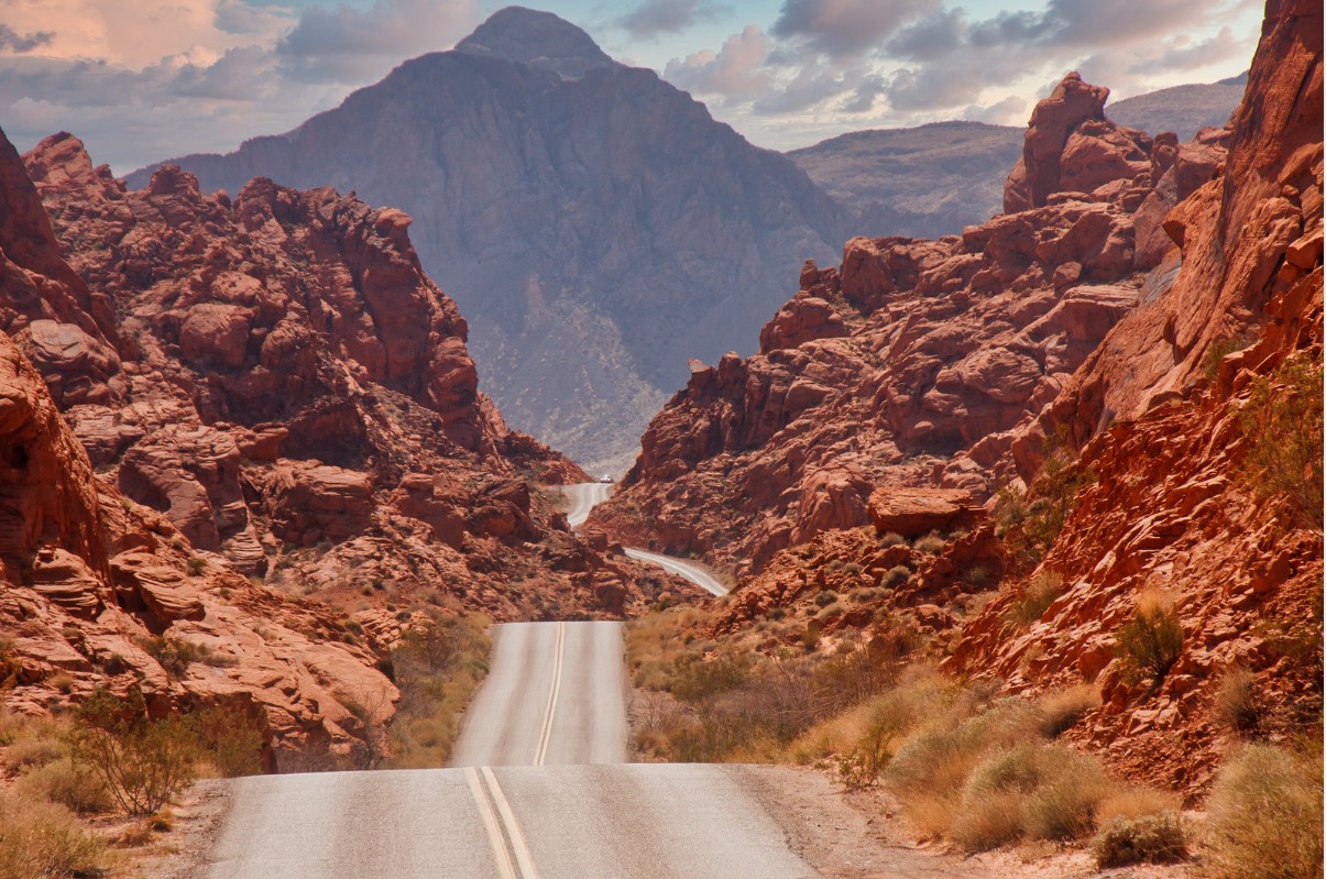 a twisting road through the Red rock canyon, Las Vegas