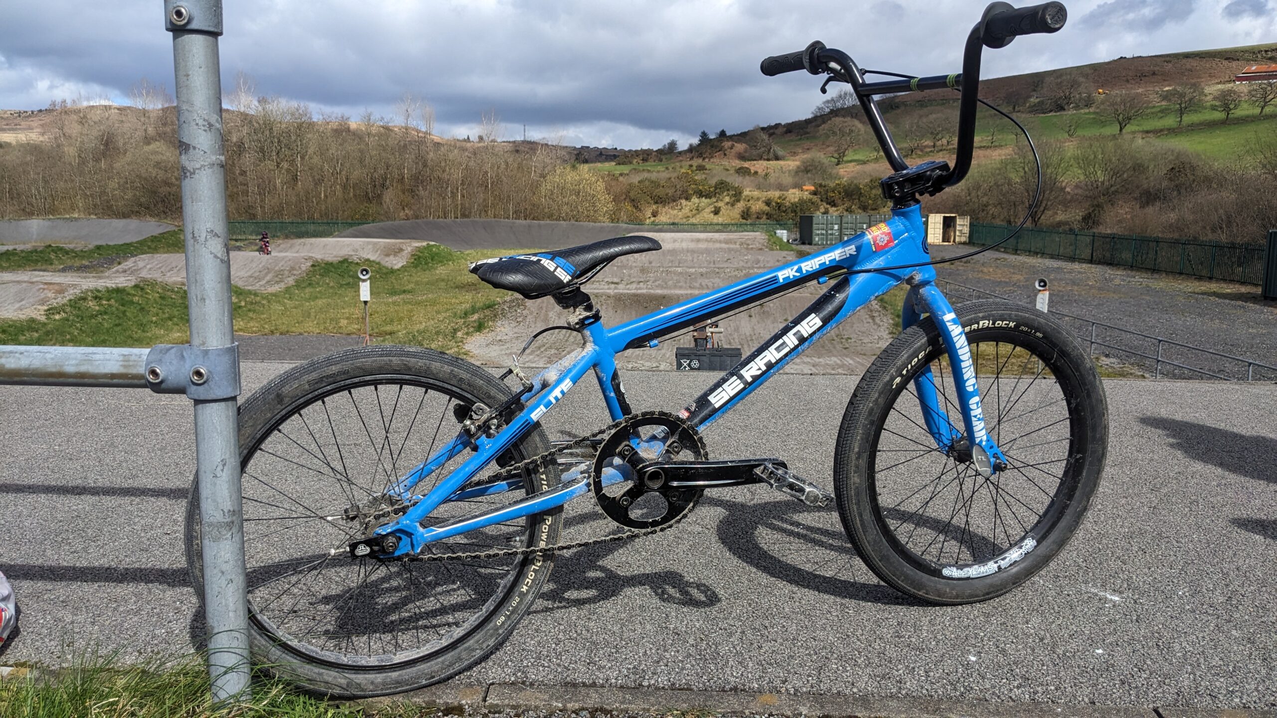 A blue BMX bike