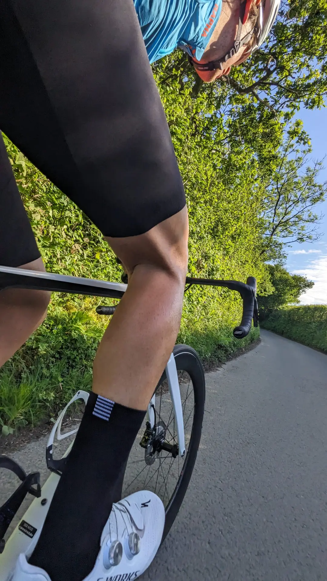 Road cycling in the sun