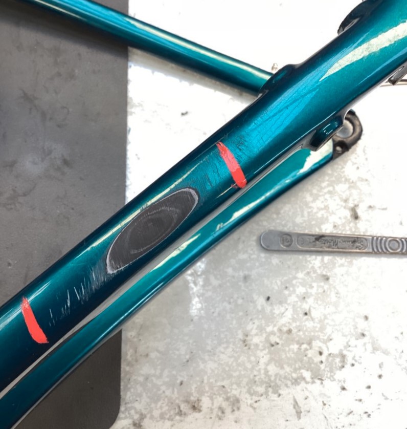 a carbon fibre frame with excessive abrasion wear